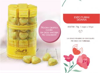 LINDT 3, 50 TUBINO CUORI GIALLI G70