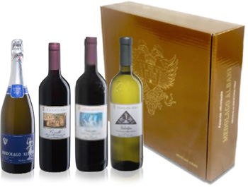 ASTUCCIO T/A 4BOTT.MEDOLAGO ALBANI 1V.ROSSO 1V.BIANCO 1BRUT 1MERLOT